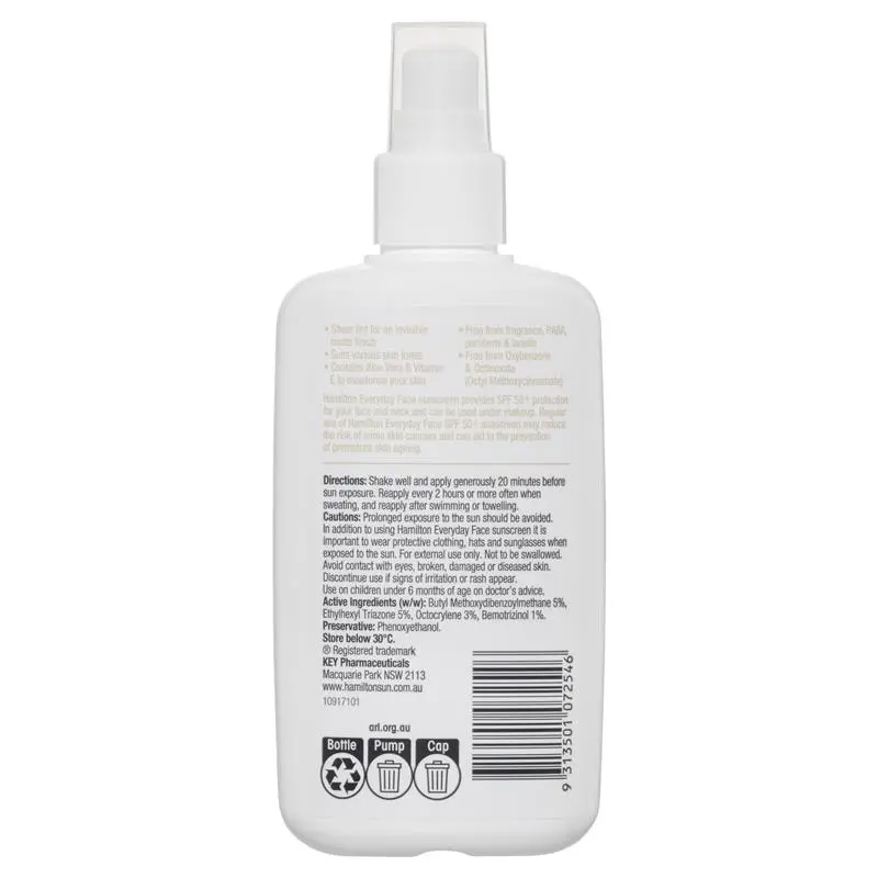hamilton spf 50+ everyday face 200ml hamilton spf 50+ everyday face 200ml