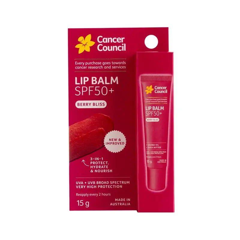 cancer council lip balm spf50+ berry bliss 15g cancer council lip balm spf50+ berry bliss 15g