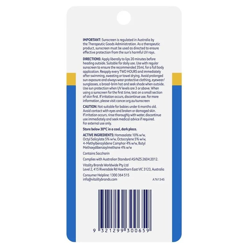 cancer council spf 50+ ultra sunscreen lip balm 4g cancer council spf 50+ ultra sunscreen lip balm 4g